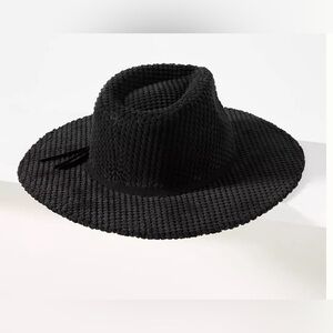Anthropologie Black Terry Textured Rancher Hat New